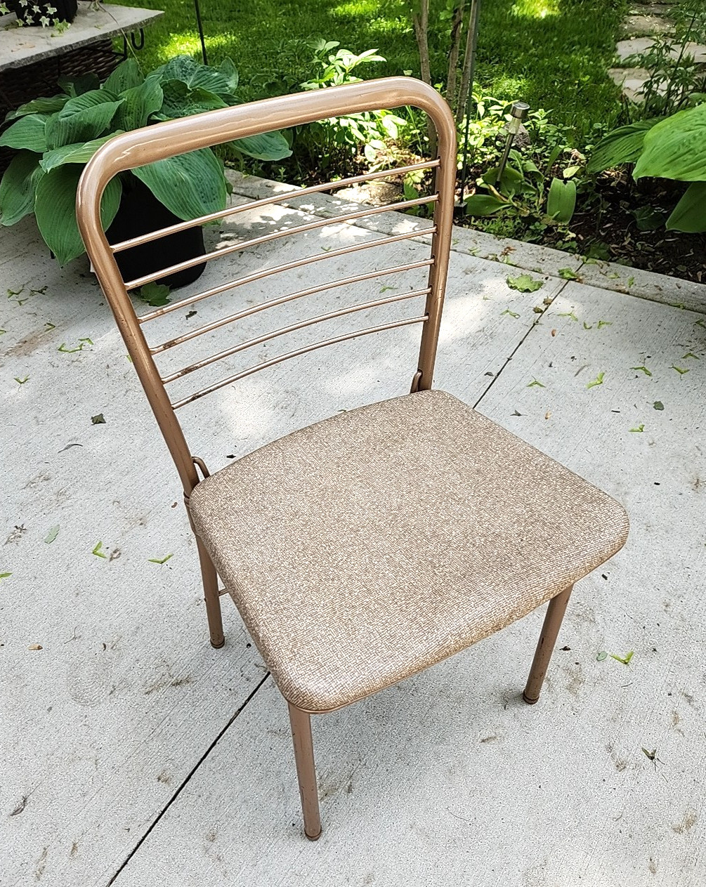 Vintage 1960s Metal Folding Chair Copper Padded Seat Mid Century Cosco