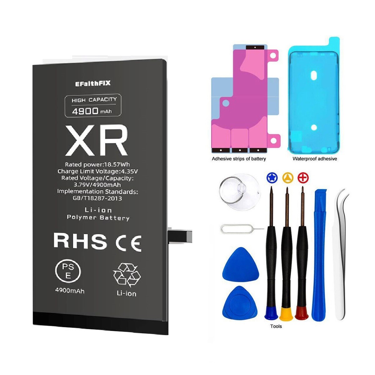 For iPhone XR High Capacity Premium Quality Replacement Battery Tool kit 4900mAh