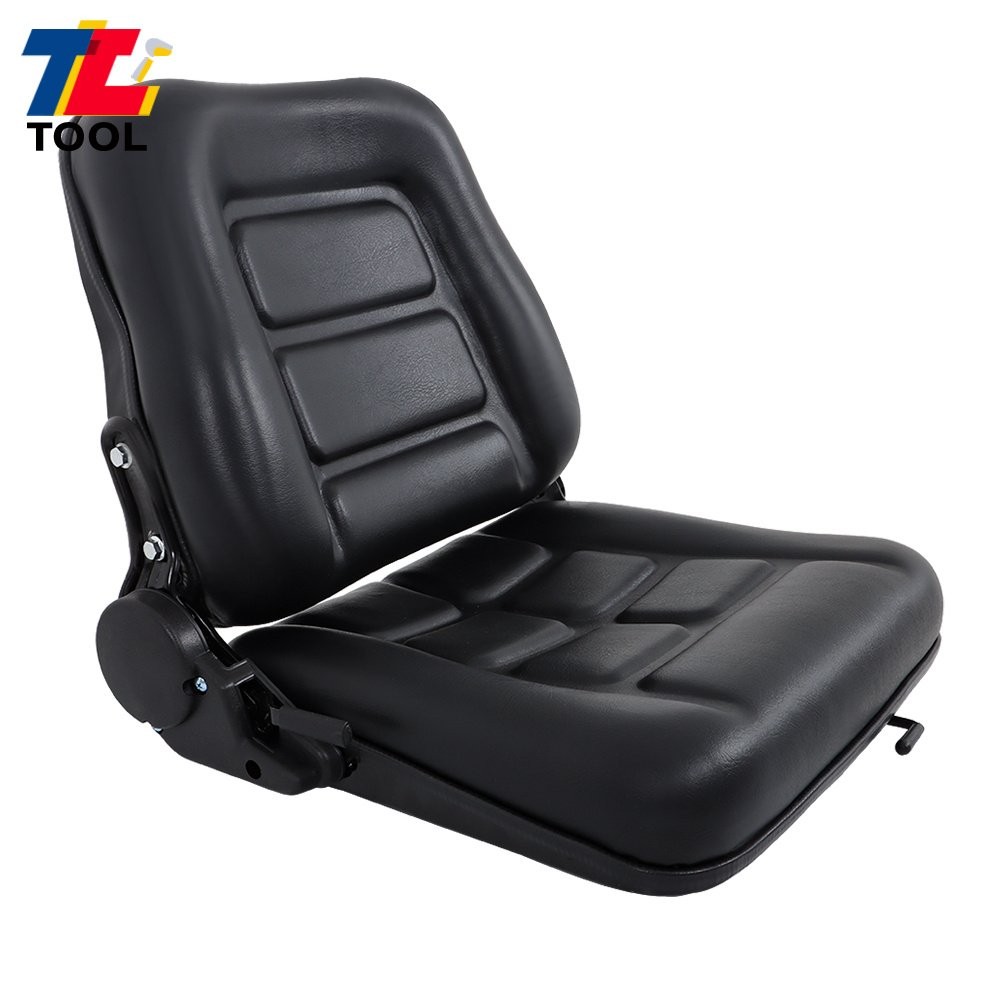 Universal Fold Down Forklift Seat with Adjustable Angle Backrest 0-90° Black
