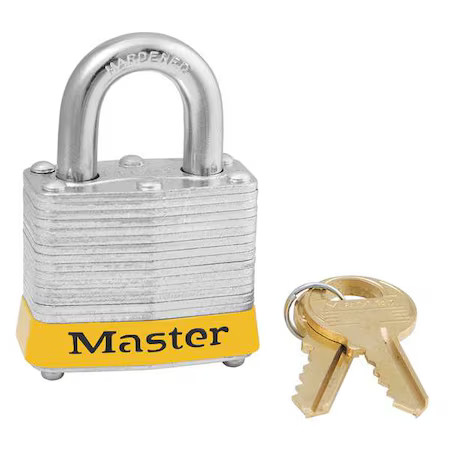 Master Lock 3Kas3ylw Lockout Padlock, Keyed Alike, Steel, Yellow, 9/16 In
