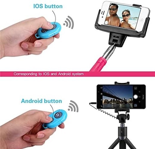 Wireless Camera Shutter Remote for Smartphones - Black, 30ft Range, Rechargeable