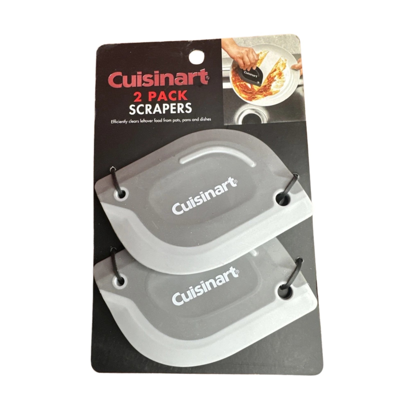 Cuisinart 2 PACK Scrapers - Pots,Pans, Dishes Scrapers BPA FREE - GRAY