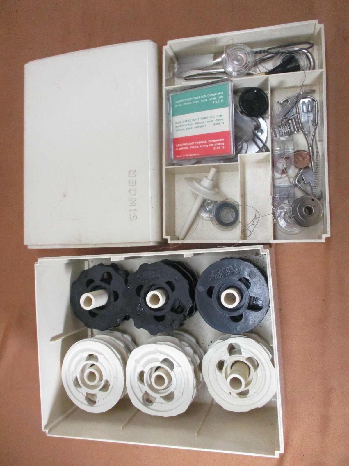 Vtg Sewing Machine Supply Parts Buttons Thread Pattern Cams Discs Singer - White