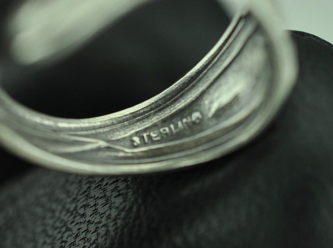 Solid 925 Sterling Silver Wheat Ear Floral Adjustable Spoon Ring