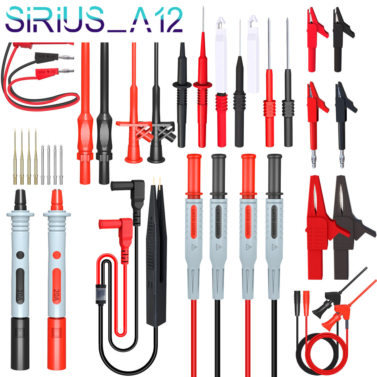 Multimeter Test Leads Kit with Wire-Piercing Probe Alligator Clip Mini Grabber
