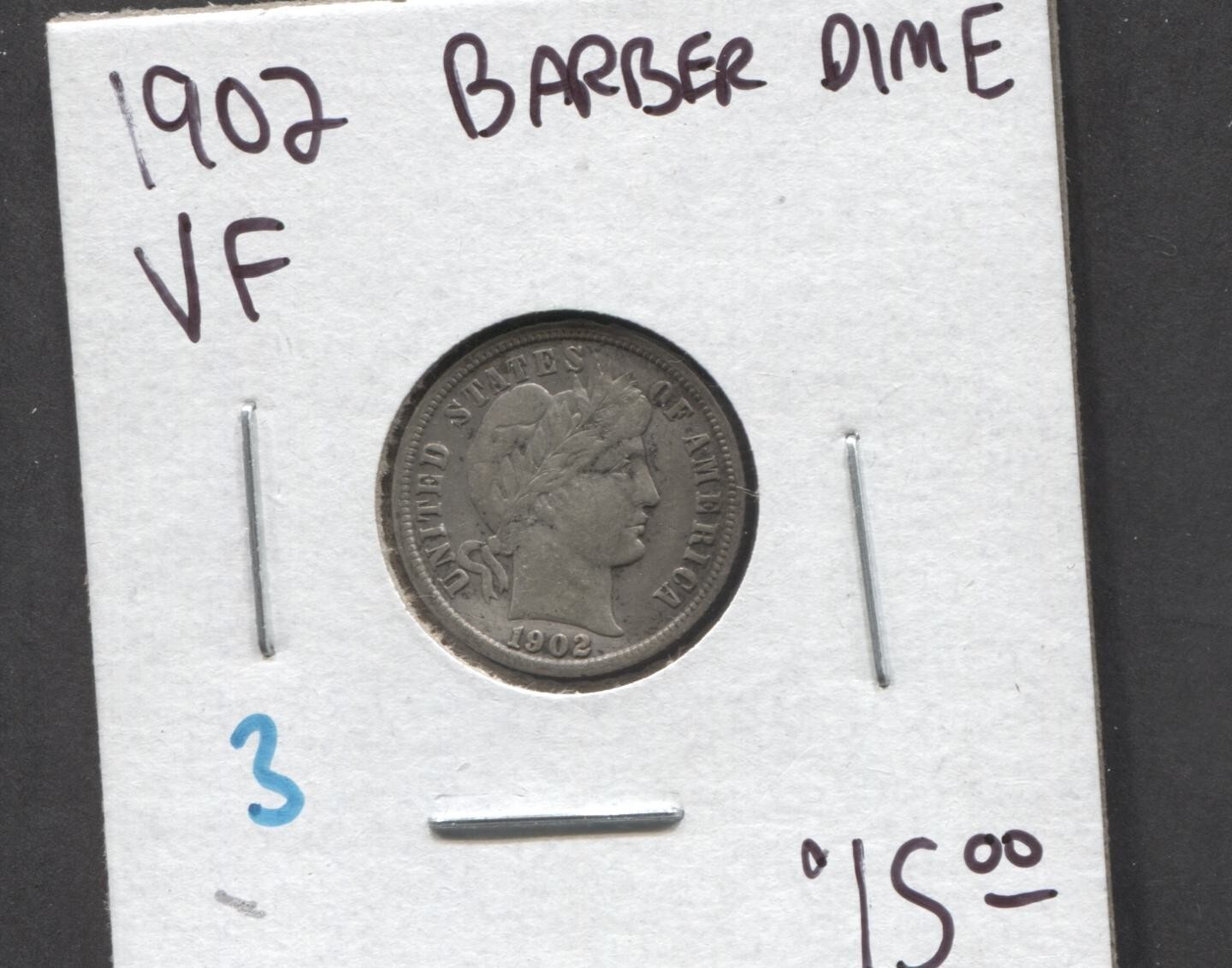 1902- Barber Dime- VF