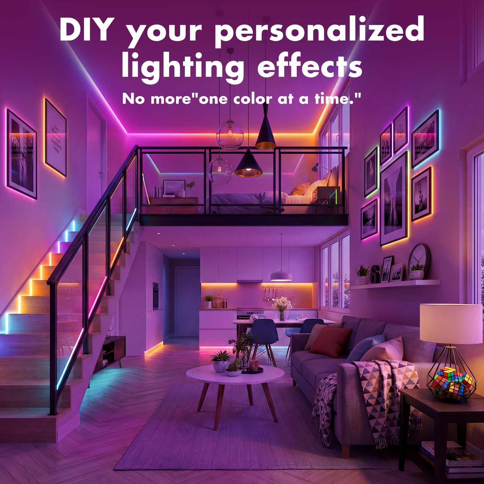 IC Smart RGB LED Strip Lights, 166FT LED Lights for Bedroom, App Control/Remo...