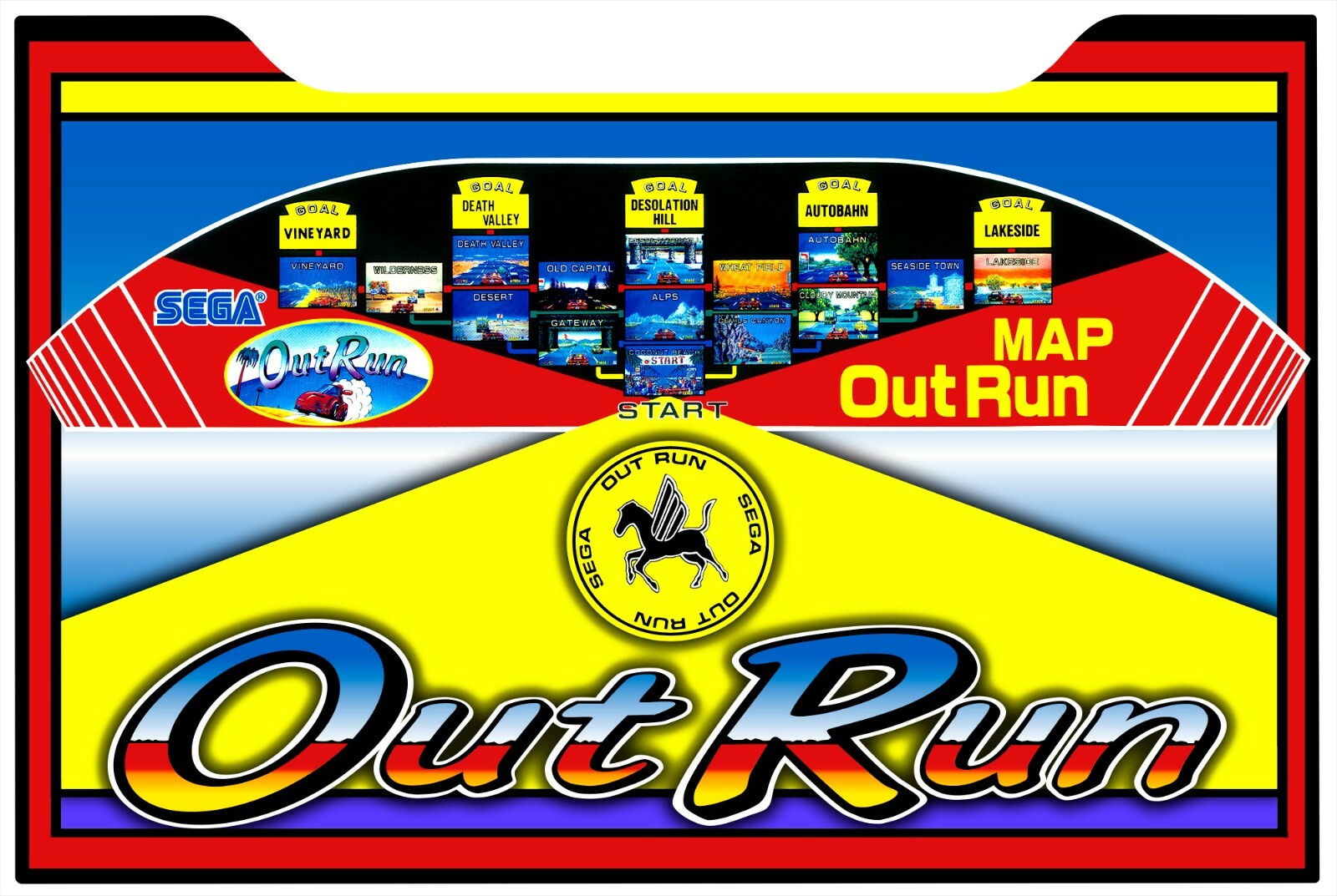 Outrun Arcade 1up Cabinet Riser Graphic Decal Sticker