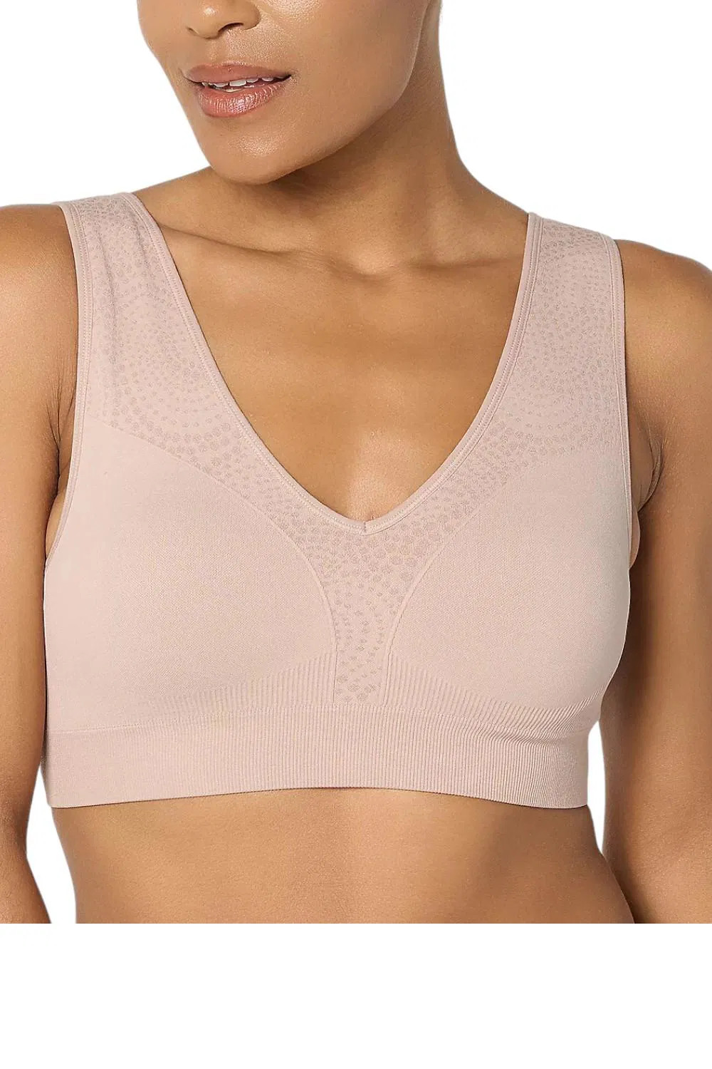Breezies Women's Seamless Jacquard Back Smoothing Bra Mink
