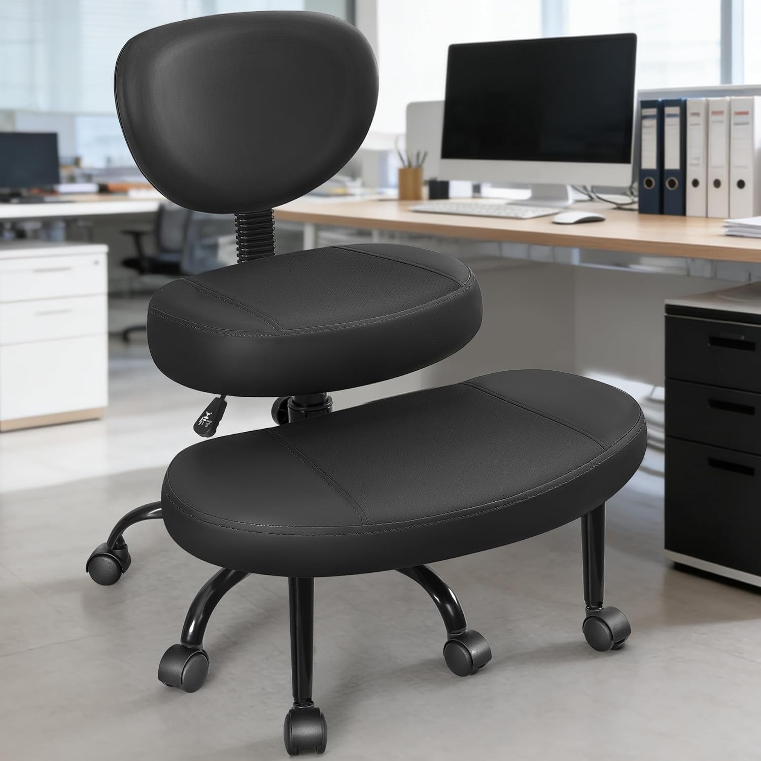 Cross Legged Office Chair Ergonomic Kneeling Wheels Adjustable Height