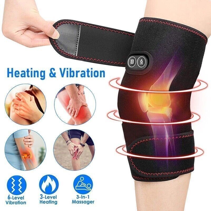 Electric Heating Massager Vibration Knee Joint Pad Brace Leg Therapy Pain Relief