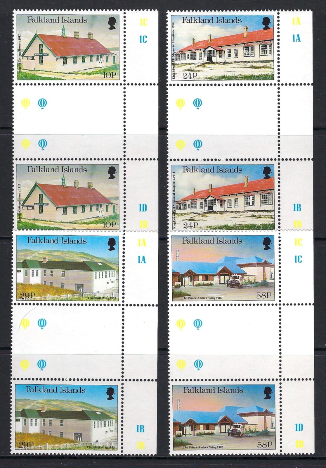 FALKLAND ISLANDS #465-68 MINT, VERY FINE, NEVER HINGED - GUTTER PAIRS