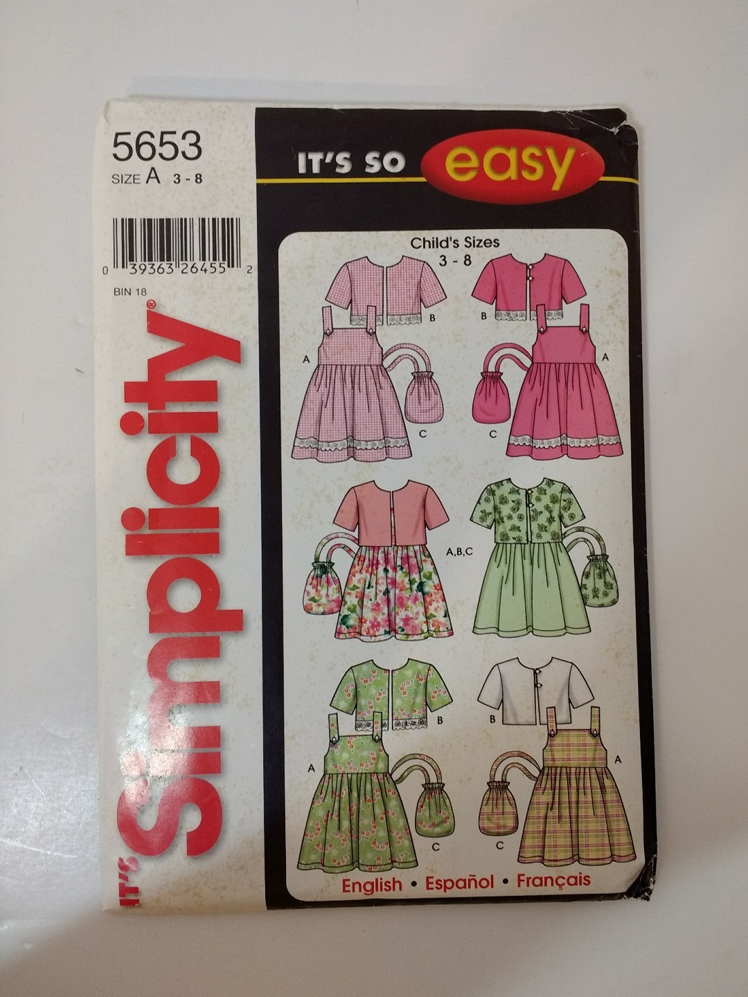 Simplicity 5653 Size 3-8 Child's Sundress Jacket Purse