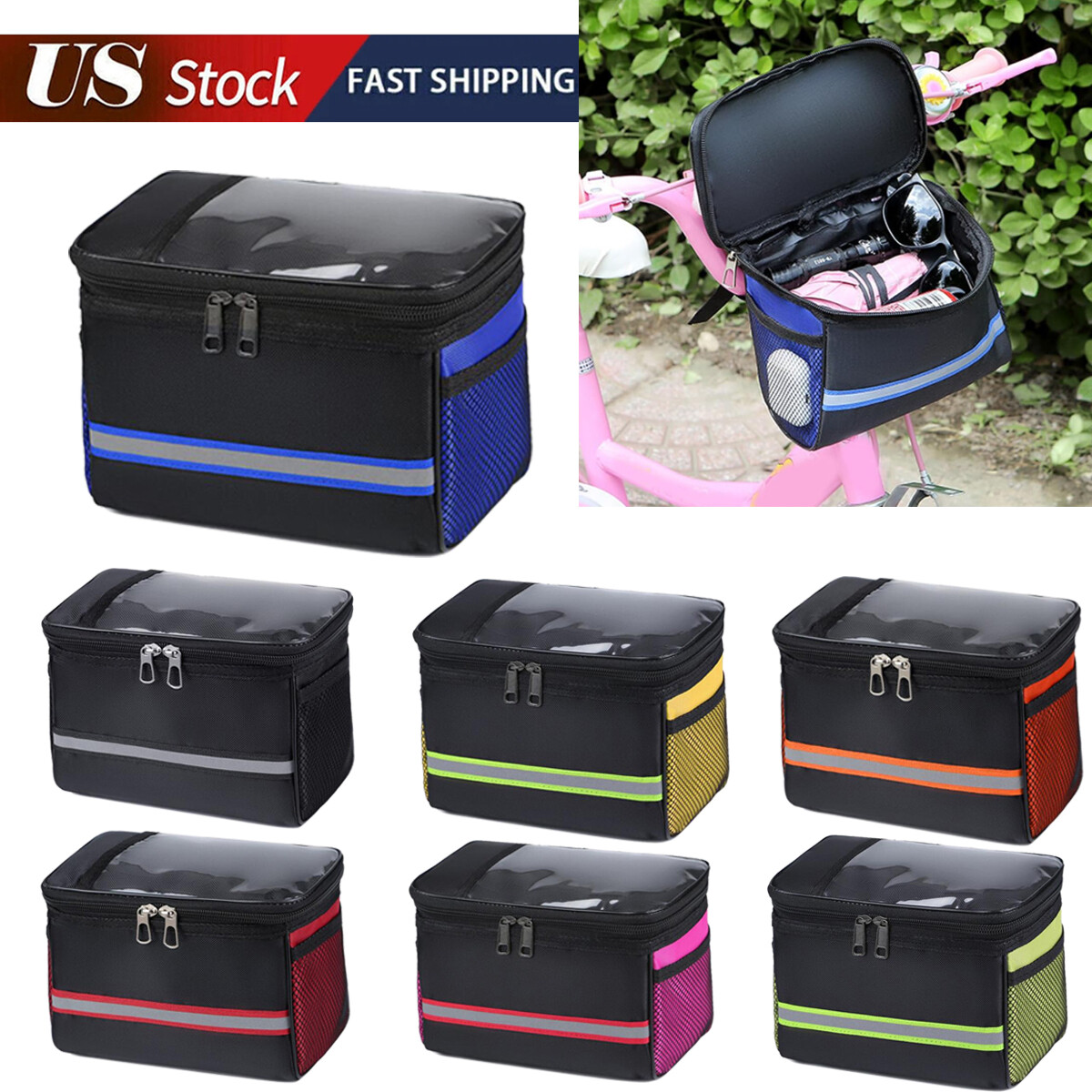 Large Capacity Bike Handlebar Bag Detachable Bicycle Frame Pouch Bike Basket Bag
