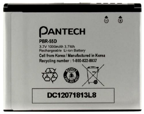 Pantech PBR-55D Li-ion Cell Phone Battery 5HTB0081B0A 3.7V 1000mAh 3.7Wh AT&T