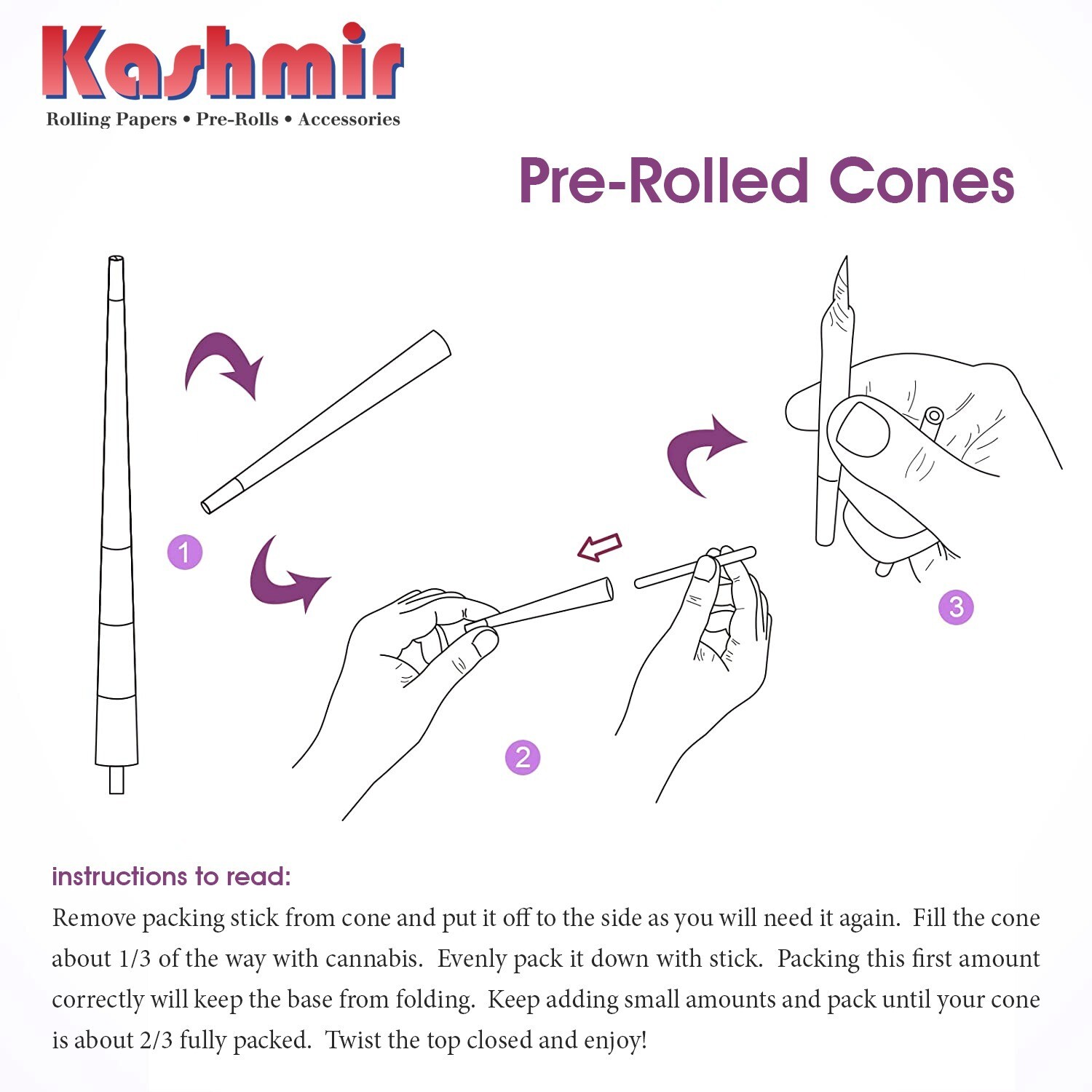 Kashmir Pre Rolled Cones 1-1/4 Bamboo Slow Burning Rolling Paper Cones 1100 Ct