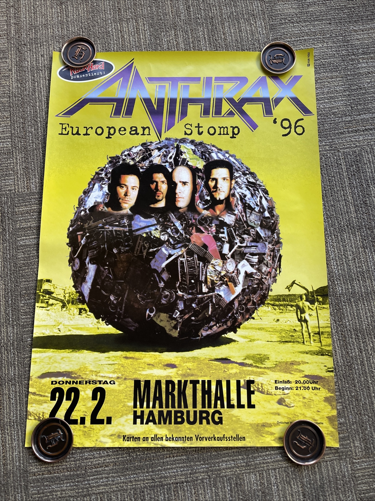 #32 1996 ANTHRAX  European Stomp Tour promotional poster 23” X 33”