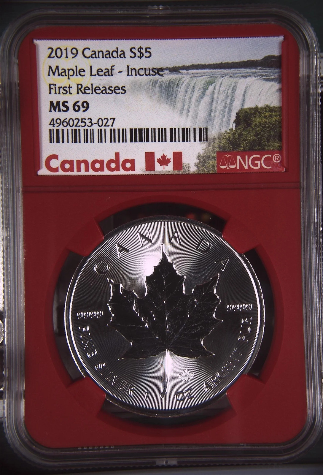 2019 CANADA Silver Dollar NGC MS-69 Maple Leaf - Incuse First Releases