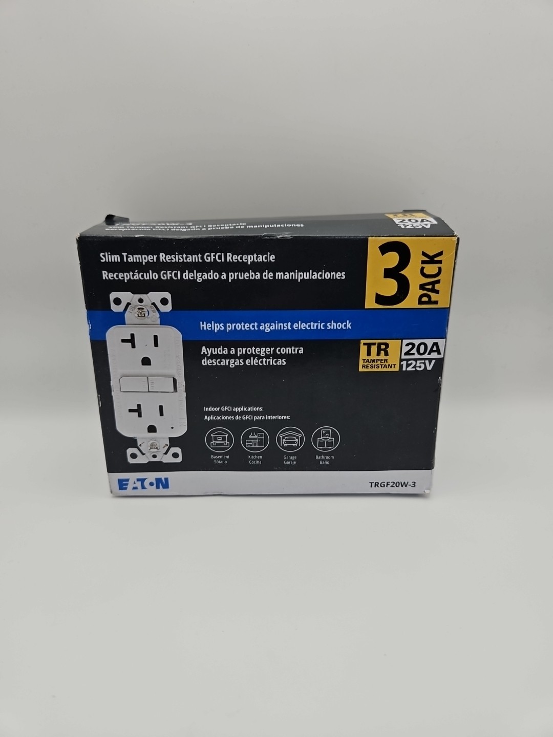 EATON TRGF20W-3  20 Amp TAMPER RESISTANT GFCI RECEPTACLES 3-PACK WHITE New G2***