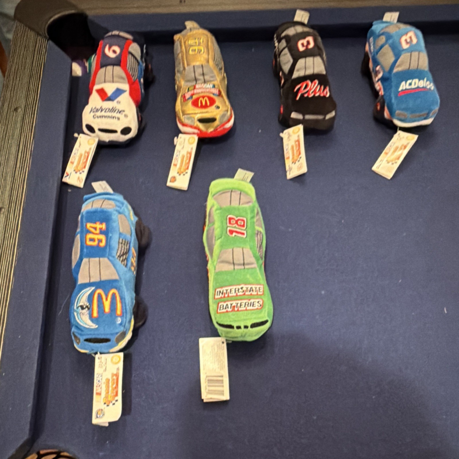Ty NASCAR Beanie Racers Plush Cars Lot of 6 Valvoline Cummins McDonald's 1998