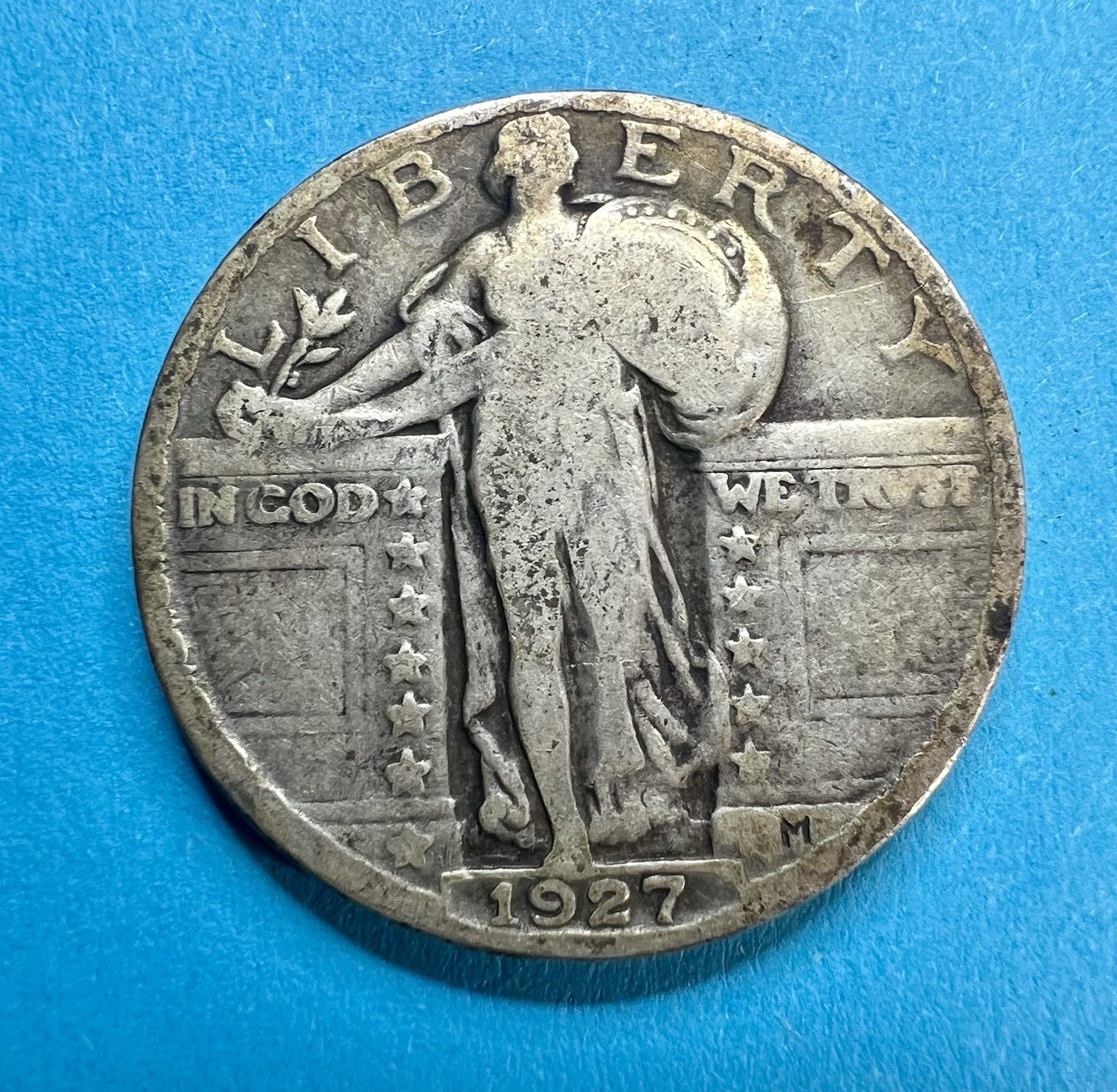 1927 Standing Liberty Quarter 90% Silver No Mint Mark Circulated Raw Coin