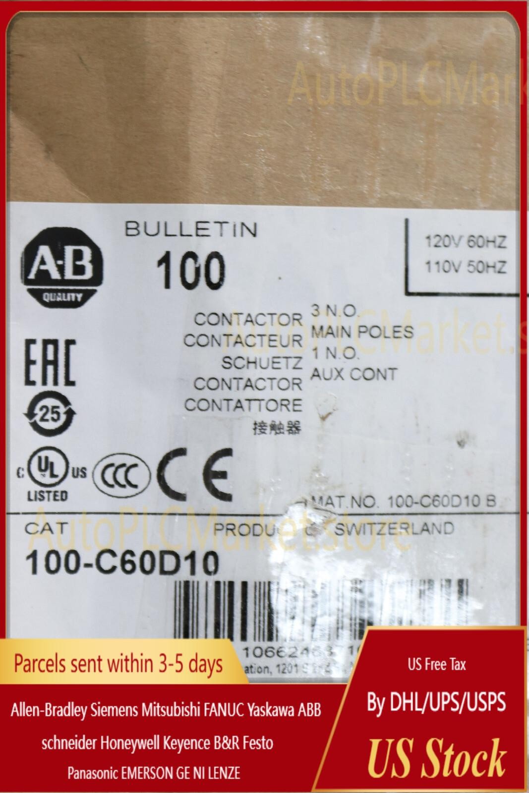 Allen-Bradley IEC Standar Contactor 60 AMP 120VAC 100-C60D10