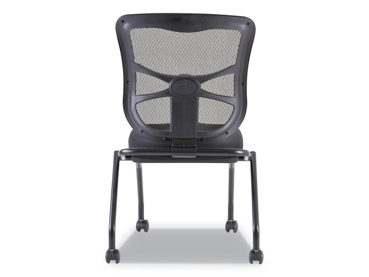 Alera ALEEL4915 Elusion Mesh Nesting Chairs, Black Seat / Black Back, Black Base