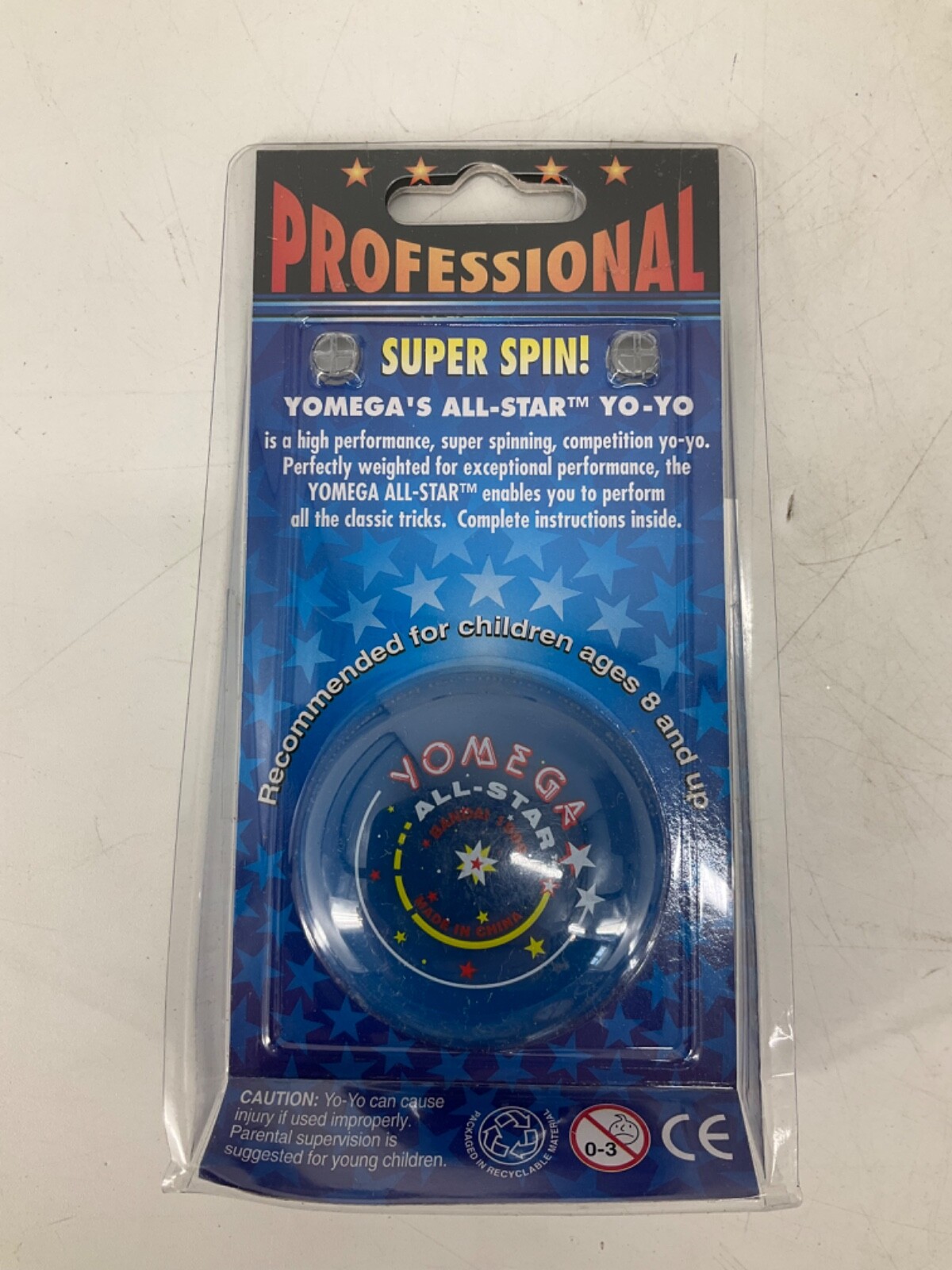Bandai Yomega All-Star Professional Super Spin Competition Yo-Yo Blue 1998 NOS