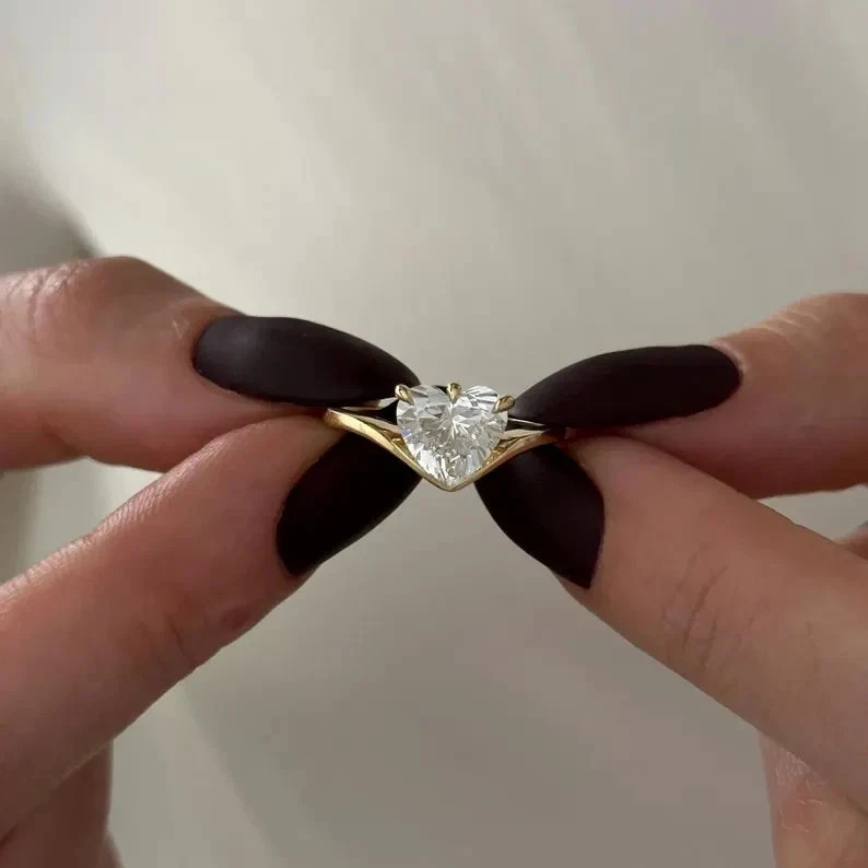 Moissanite 3.30 Ct Heart Cut Prong Setting Engagement Wedding Ring