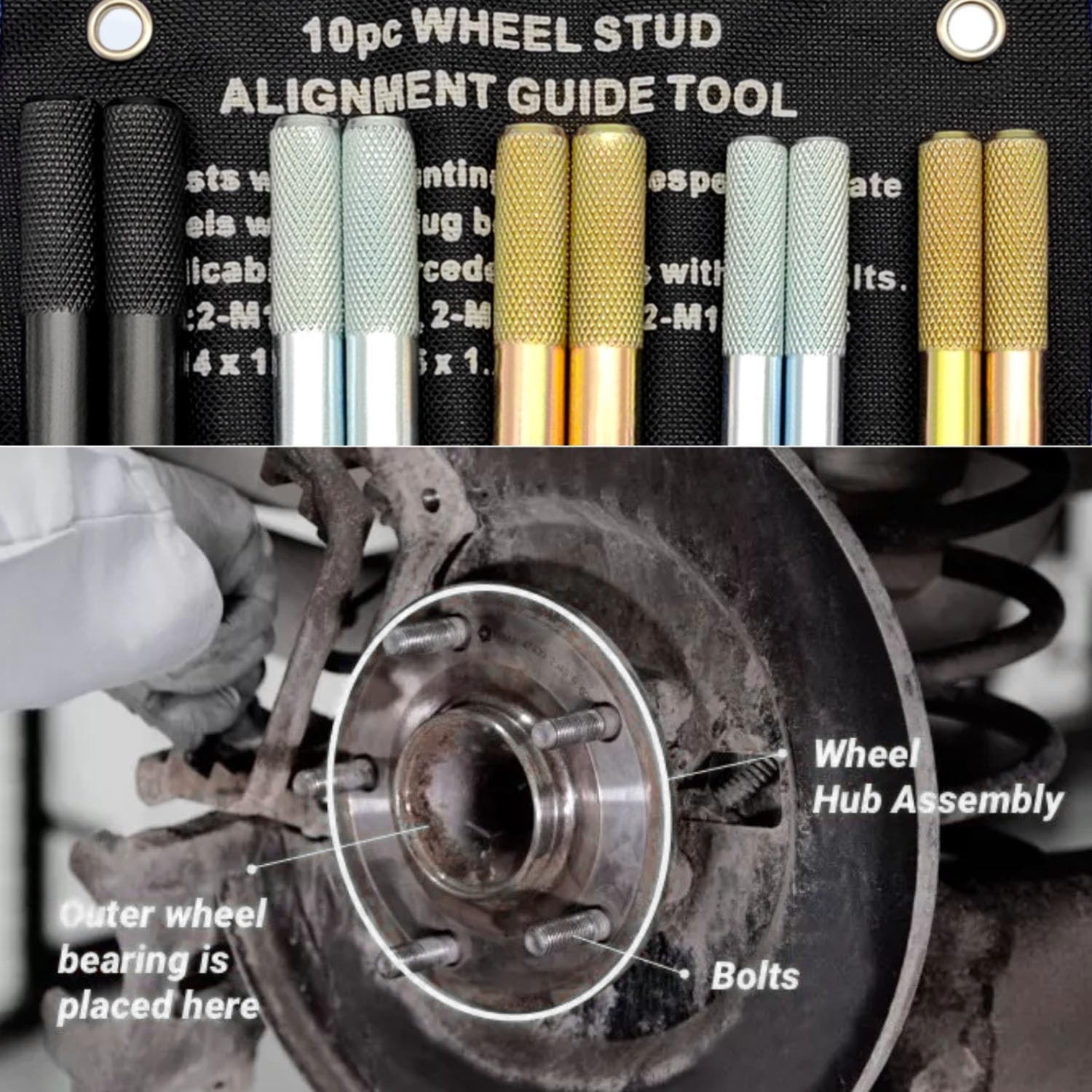 10PC Wheel Alignment Pin Set - Durable Guide Tool for Safe Tire Changes