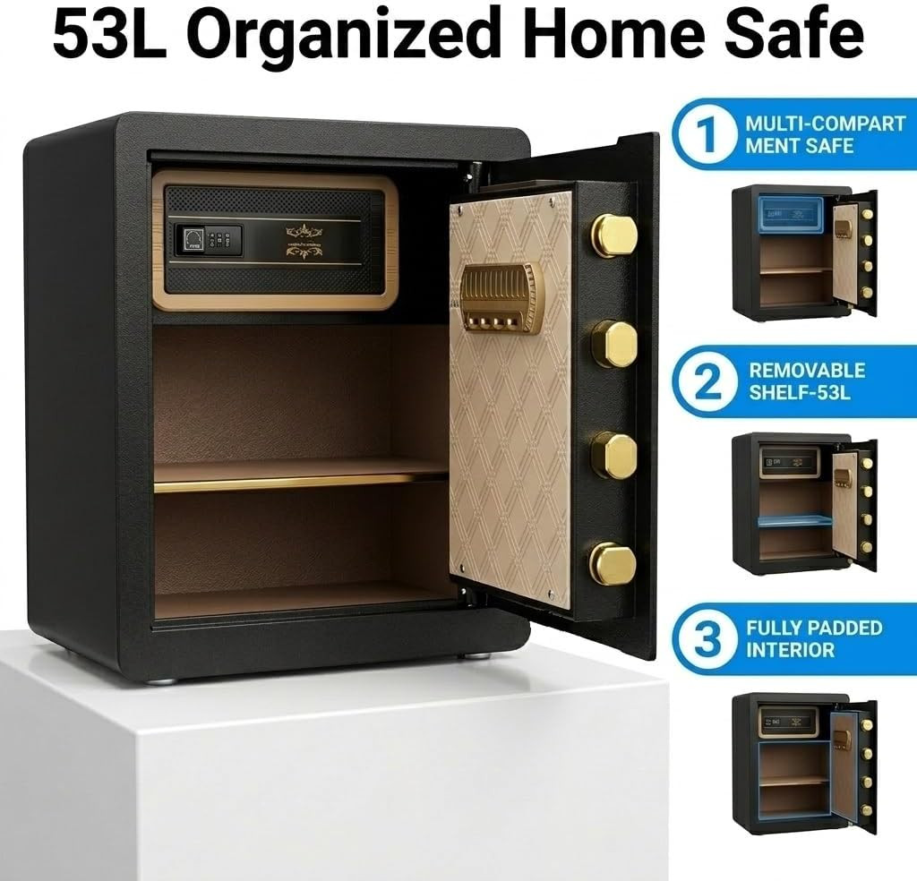 17.5" Fireproof Safe Box with Hidden Lock & Programmable Keypad