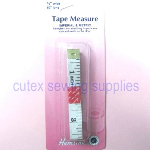 Hemline 60" Fiberglass Tape Measure, Inches & Metric, Non-Stretching