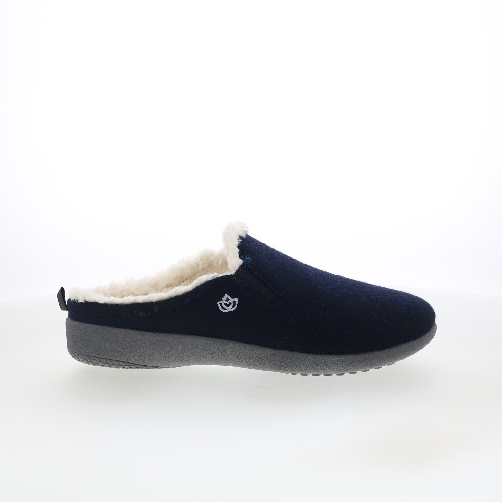 Spenco Ashton Wool Slide SP1048NVY Womens Blue Suede Clogs Slippers Shoes
