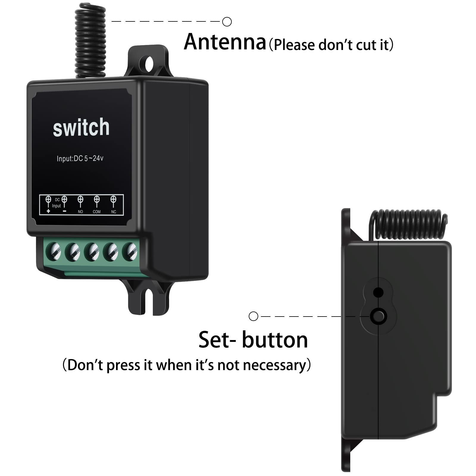 DC12V Remote Control Switch,10A Relay Mini Wireless Switch,Dry Contact Relay ...