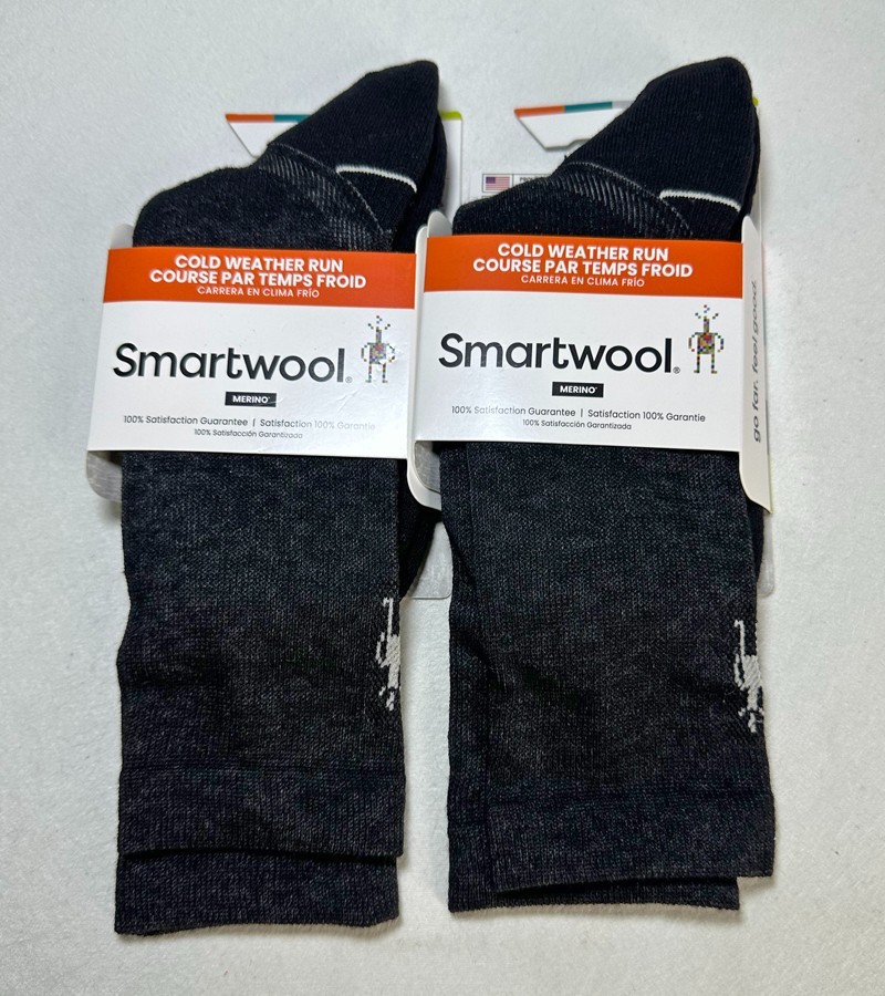 Smartwool 2 Pack Men's Run Cold Weather Targeted Cushion Crew Sock Size L black