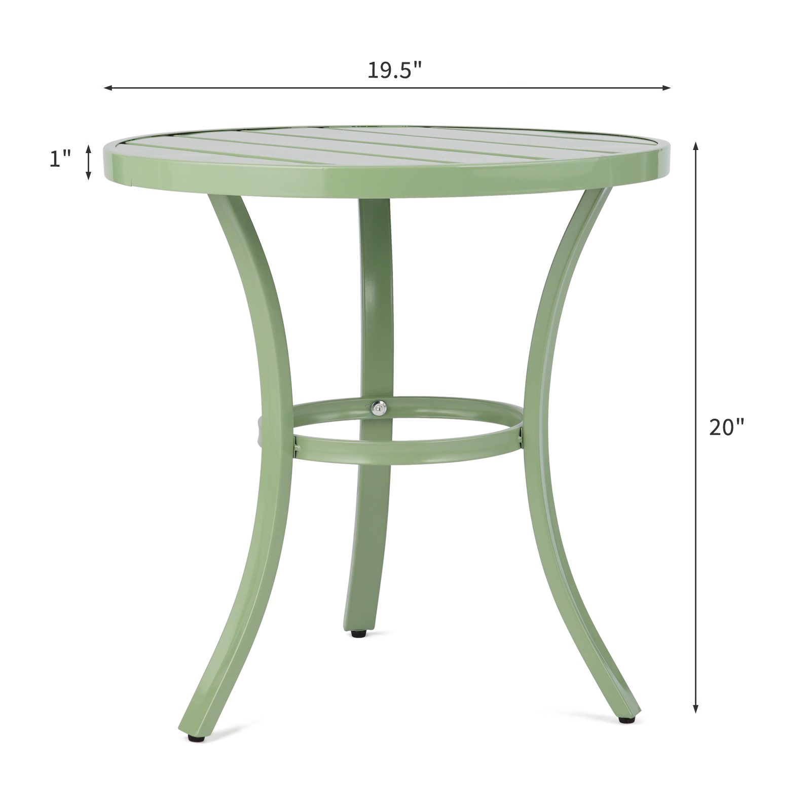 20 Inch Light Green Round Side Table, Outdoor Metal End Table for Patio & Home