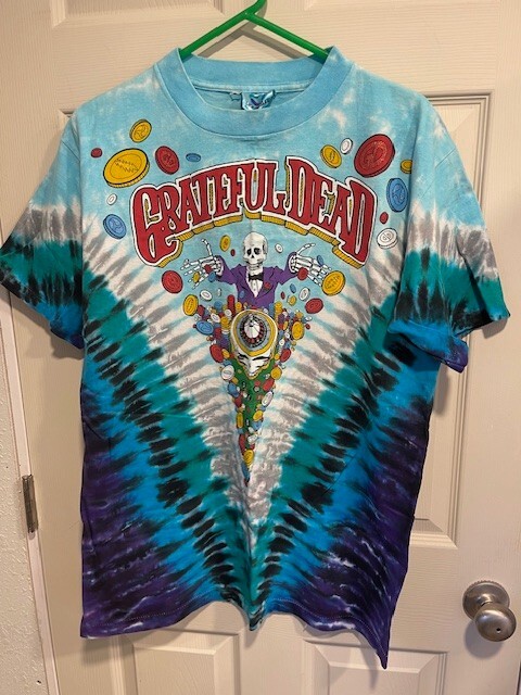 Grateful Dead T Shirt Vintage 1991 Las Vegas Casino Poker Chips LIquid Blue XL