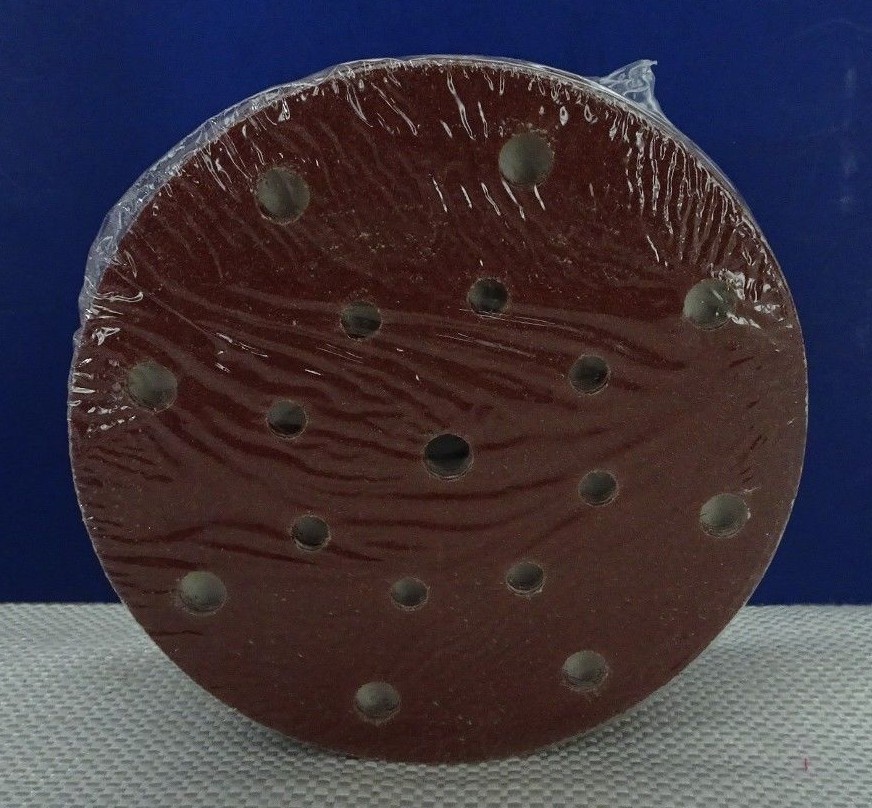 50 Pack POWERTEC 45806 A/O Hook and Loop Disc 60 Grit Red 50 150mm 17 holes TF