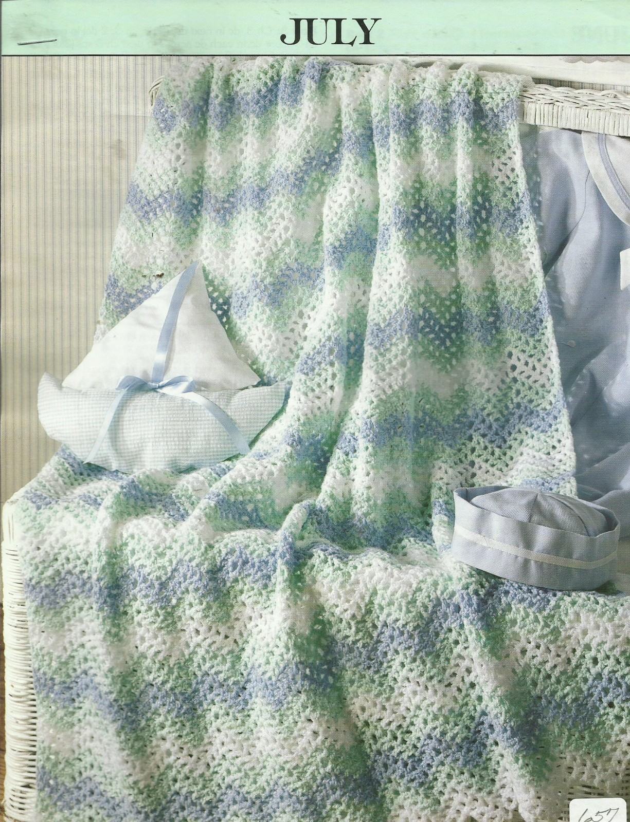 E0404  JULY BABY AFGHAN CROCHET PATTERN/INSTRUCTIONS