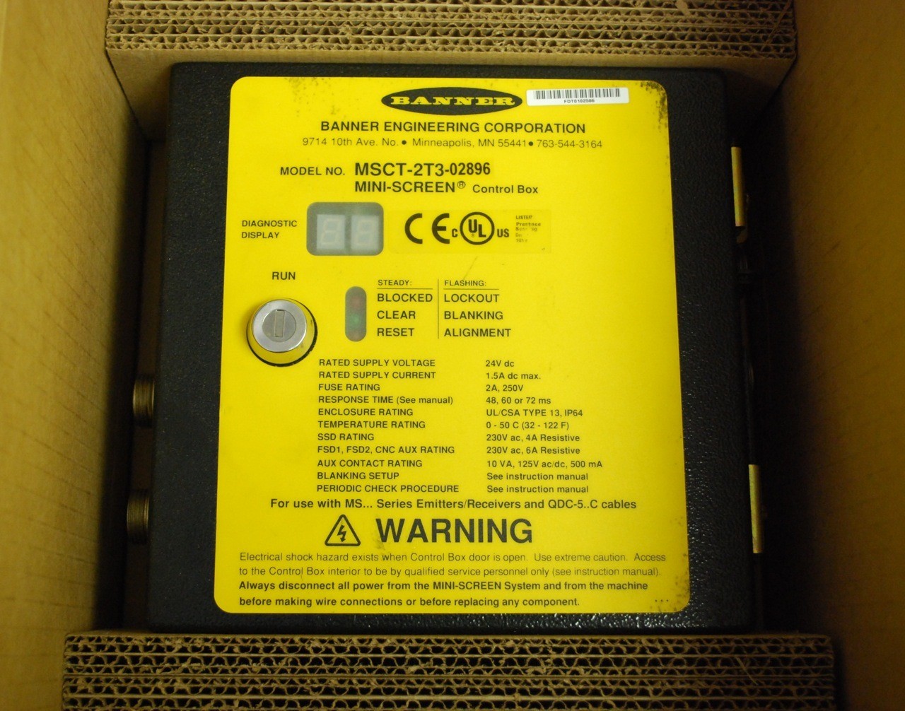 Banner MSCT-2T3-02896 Mini-Screen Control Box 24V - USED