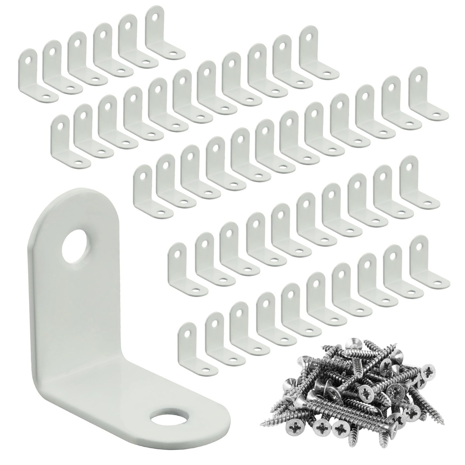 10 PCS White Stainless Steel L Bracket Corner Braces Heavy Duty Right Angle