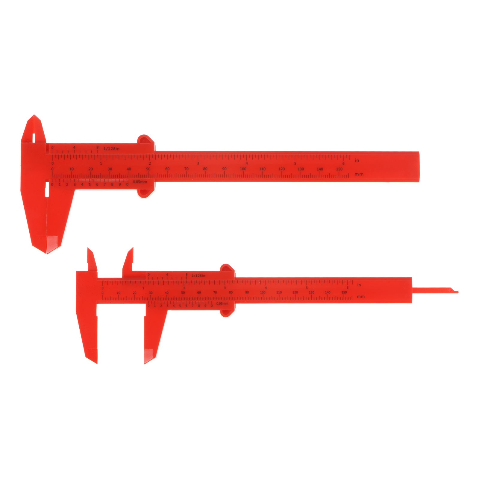 10pcs Mini Plastic Vernier Caliper 6" Metric Inch Sliding Gauge Ruler, Red