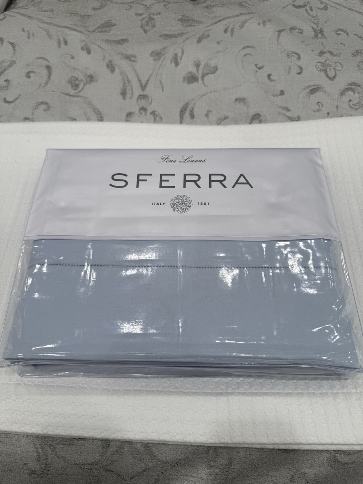 SFERRA LEONARDO PERCALE 4 PIECE QUEEN SHEET SET BLUE MADE IN ITALY