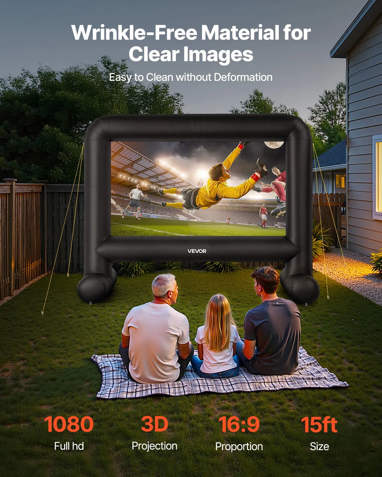 15FT Inflatable Movie Screen, Inflatable Projector Screen with Portable Storage