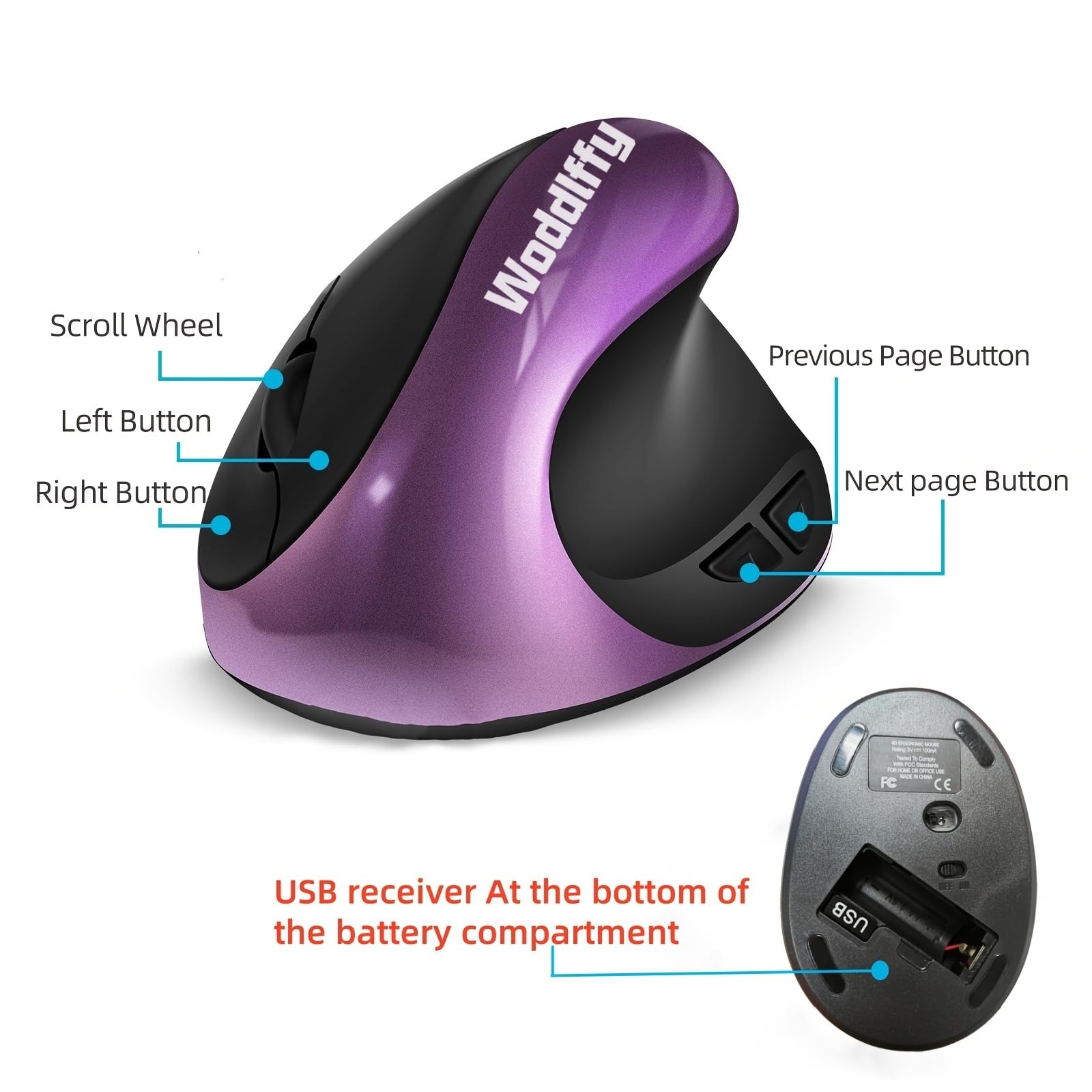 Ergonomic Mouse Wireless, Vertical Mouse Right Handed Small Mouse with 6 Butt...