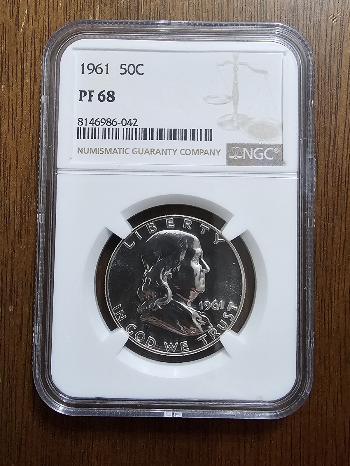 1961 50C - Benjamin Franklin Silver Half Dollar - NGC PF 68