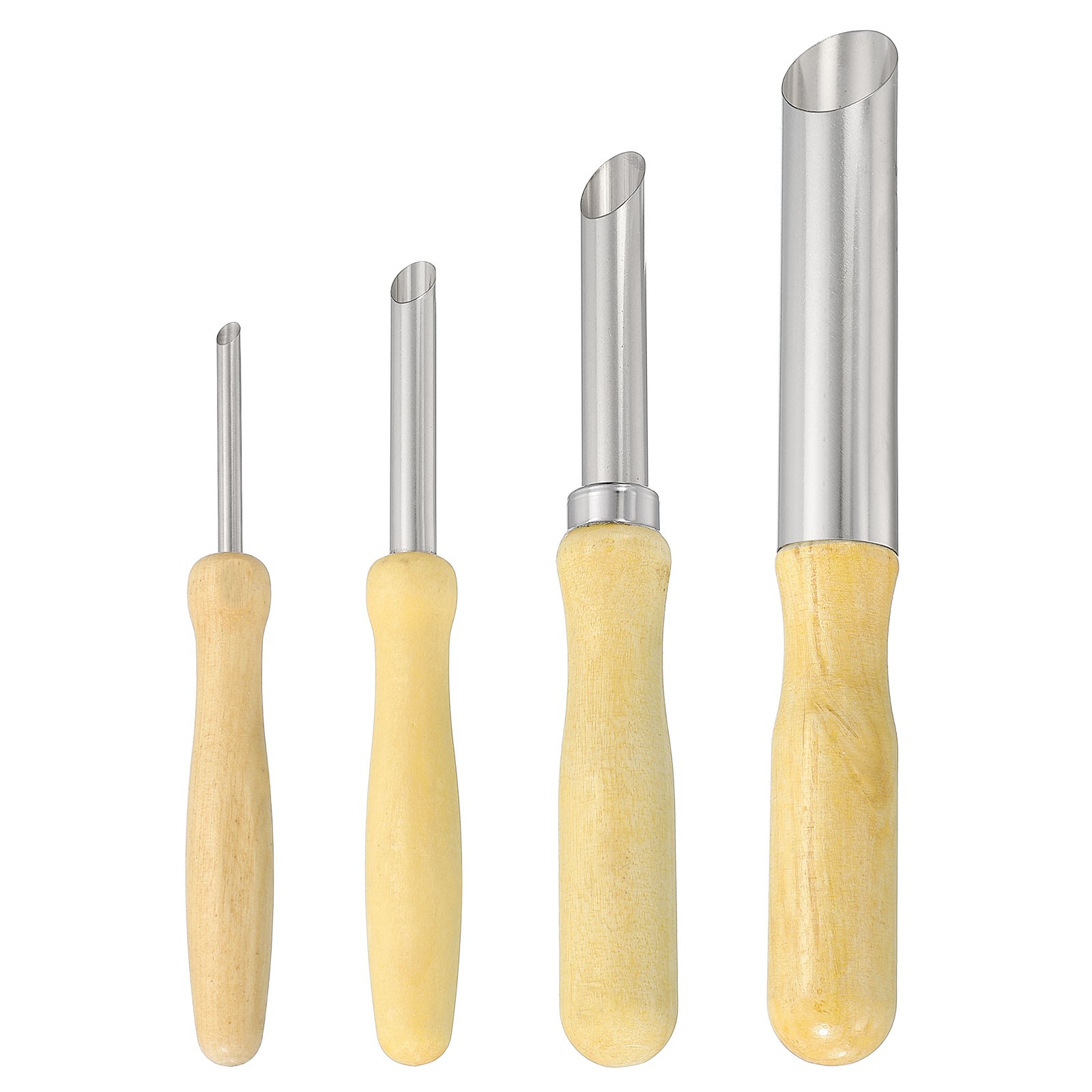 4pcs Circular Clay Hole Cutters Stainless Steel Wooden Handle Pottery Clay Tool