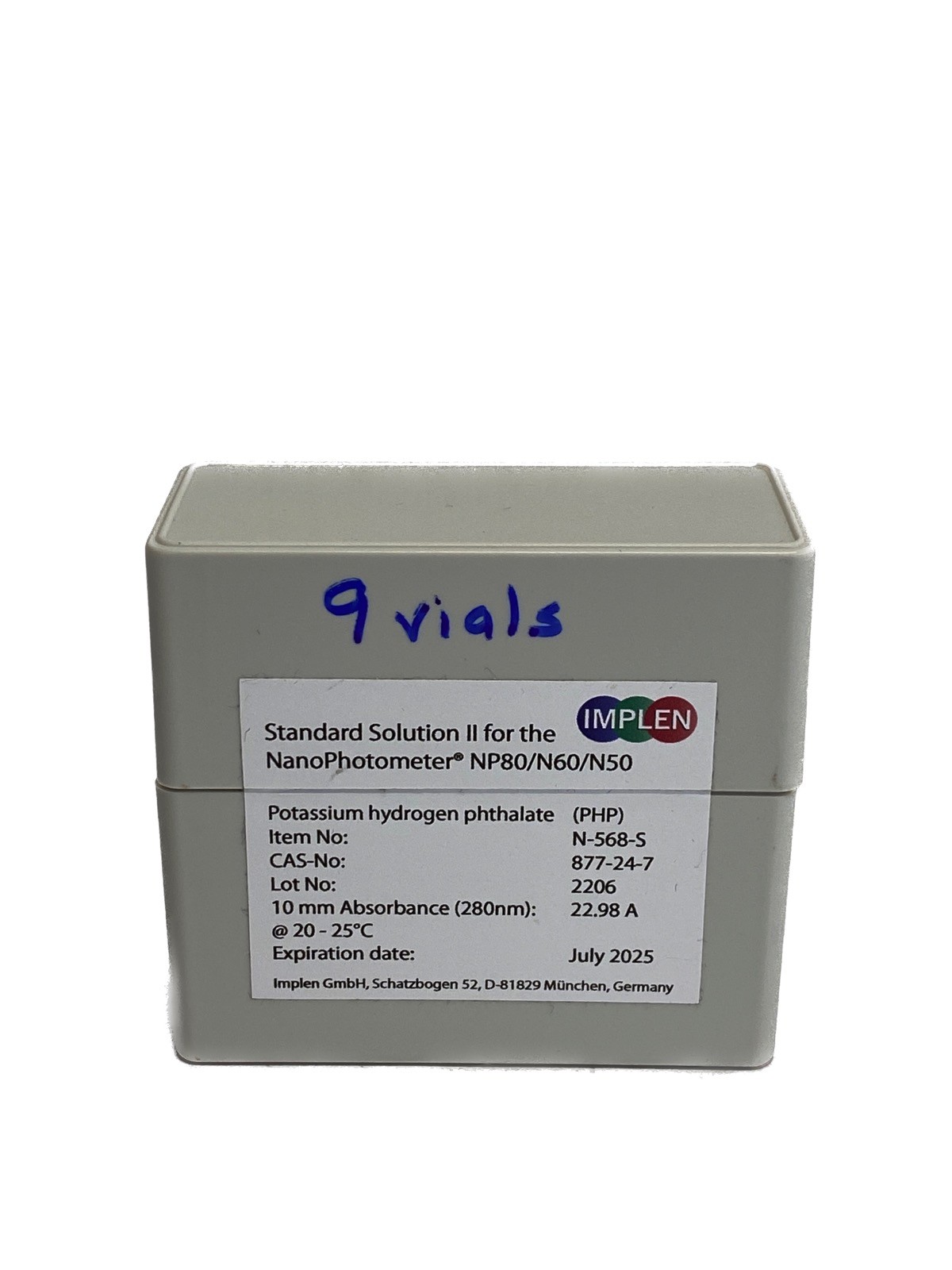 (9) IMPLEN Spectroscopy Standard Solution II for NanoPhotometer NP80/N60/N50