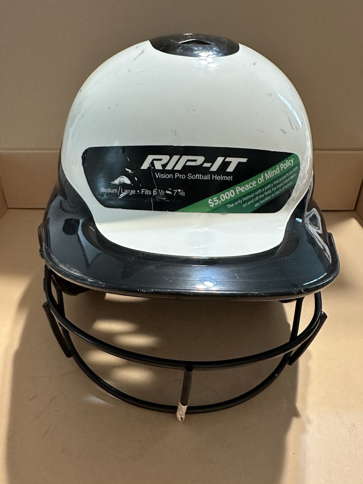 Rip-It Softball Batting Helmet Vision Girls Black White Size Med Lg 6.5 - 7 3/8