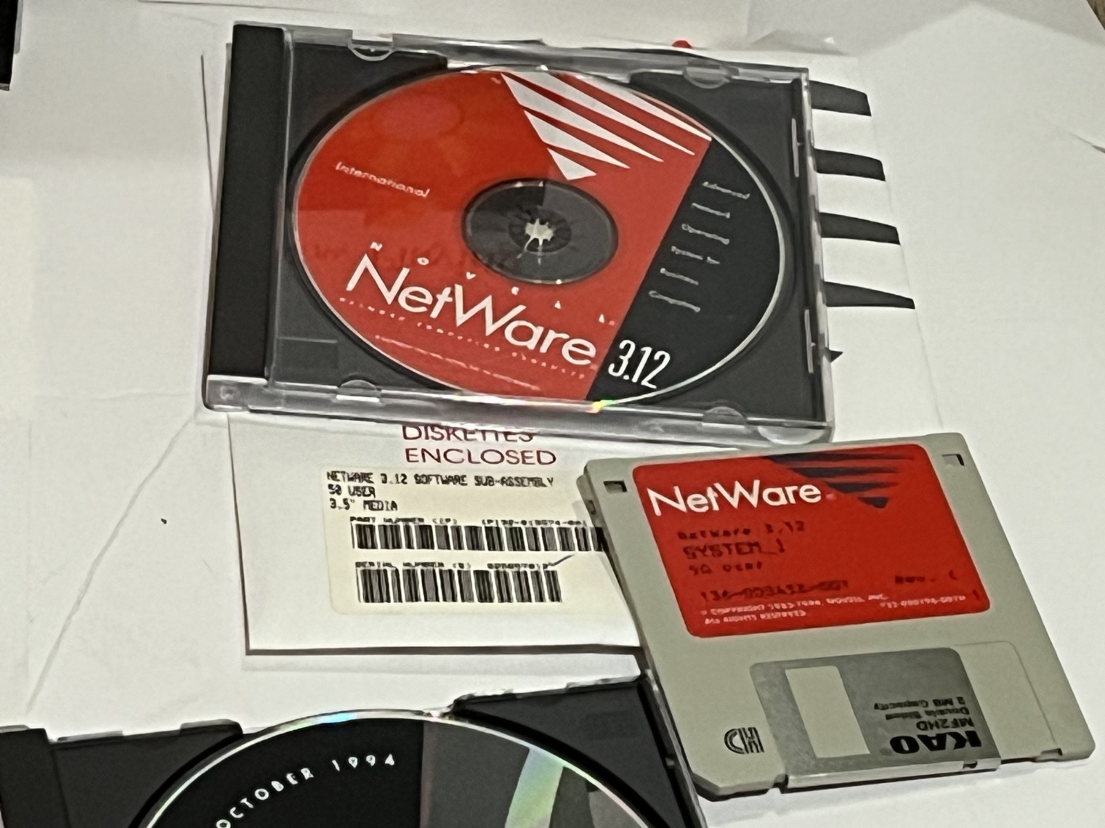 Novell Netware 3.12 50 User Kit CD and Diskette - Original Box